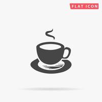 Cup of coffe. Simple flat black symbol with shadow on white background. Vector illustration pictogram