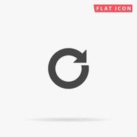 Circular arrow. Simple flat black symbol with shadow on white background. Vector illustration pictogram