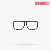 Simple Glasses. Simple flat black symbol with shadow on white background. Vector illustration pictogram