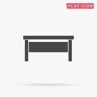 Writing desk. Simple flat black symbol with shadow on white background. Vector illustration pictogram