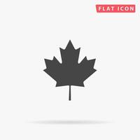 Simple maple leaf. Simple flat black symbol with shadow on white background. Vector illustration pictogram