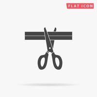 Presentation - Scissors and Cutting. Simple flat black symbol with shadow on white background. Vector illustration pictogram