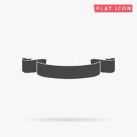 Simple ribbon. Simple flat black symbol with shadow on white background. Vector illustration pictogram