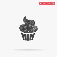 Swirl cupcake. Simple flat black symbol with shadow on white background. Vector illustration pictogram