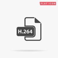 H264 video file extension. Simple flat black symbol with shadow on white background. Vector illustration pictogram