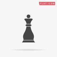 Chess queen. Simple flat black symbol with shadow on white background. Vector illustration pictogram