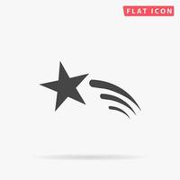 Shooting star. Simple flat black symbol with shadow on white background. Vector illustration pictogram