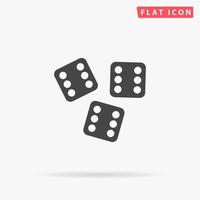 Lucky dices casino gambling game jackpot. Simple flat black symbol with shadow on white background. Vector illustration pictogram