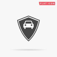 Vehicle shield. Simple flat black symbol with shadow on white background. Vector illustration pictogram