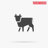 vaca. simple símbolo negro plano con sombra sobre fondo blanco. pictograma de ilustración vectorial vector