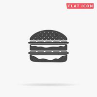 hamburguesa sencilla. simple símbolo negro plano con sombra sobre fondo blanco. pictograma de ilustración vectorial vector