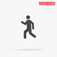 Man walk. Simple flat black symbol with shadow on white background. Vector illustration pictogram