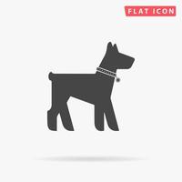 Dog. Simple flat black symbol with shadow on white background. Vector illustration pictogram