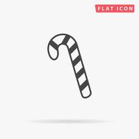 Candy cane. Simple flat black symbol with shadow on white background. Vector illustration pictogram