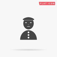 Asian man. Simple flat black symbol with shadow on white background. Vector illustration pictogram