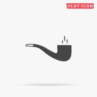 Smoky tobacco pipe. Simple flat black symbol with shadow on white background. Vector illustration pictogram