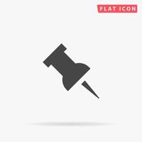 Simple Push pin. Simple flat black symbol with shadow on white background. Vector illustration pictogram