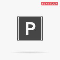 Parking. Simple flat black symbol with shadow on white background. Vector illustration pictogram