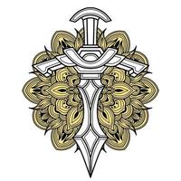Sword vector with mandala background