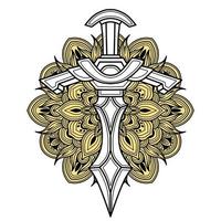 Sword vector with mandala background