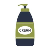 crema cosmética vectorial con bomba dispensadora. belleza y cuidado de la piel. botella de crema en diseño plano. vector