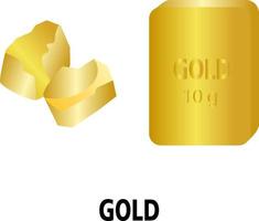 Gold bars and gold stone on white background. Represent business and finance concept idea vector