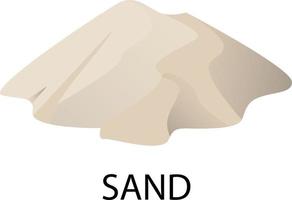 Sand pile, heap, sandy dune isolated on white background. Decorative design element of manufacturing material. Cartoon vector illustration