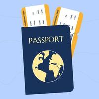 pasaporte con concepto de entradas para viajes o ilustración vectorial de inmigración en estilo plano vector