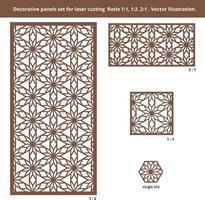 Decorative panel for laser cutting. Geometric pattern. Laser cut panel. vector