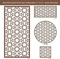 Decorative panel for laser cutting. Set of geometric patterns. Vector illustration.