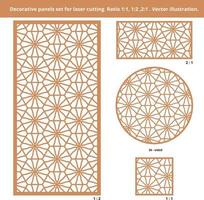 Set of decorative elements for laser cutting. Geometric pattern. Vector illustration.