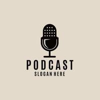 podcast old microphone vintage logo, icon and symbol, vector illustration design