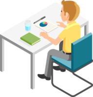 Businessman working isometric png