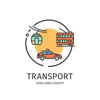 Hong Kong Travel and Tourism Thin Line Icon Transport Concept. Vector