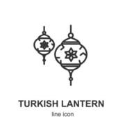 concepto de emblema de icono de línea delgada de signo de linterna turca. vector