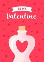 Valentines day background with the love potion and text. Editable vector illustration for website, invitation,postcard and sticker. Wording include Be my Valentine.