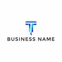 Letter T and Letter F logo gradient combination. Simple and elegant TF or FT logo vector