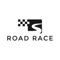 Race road logo design and race flags vector