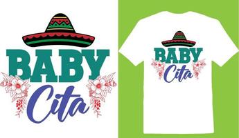 Baby Cita Cinco De T-Shirt Design vector