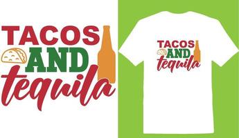 tacos y tequila cinco de diseño de camiseta vector