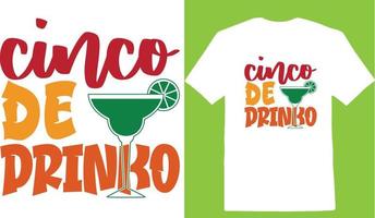 diseño de camiseta cinco de drinko cinco de vector