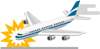 Plane crash flat color icon png