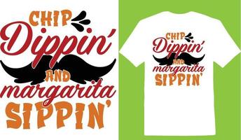 diseño de camiseta chip dippin y margarita bebiendo cinco de vector