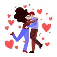 Cute loving hugging couple. Vector people for Valentine's Day. Boyfriend and girlfriend are toghether