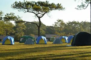 Tourist tent in base camp at Phu Kradueng, Loei, Thailand. photo