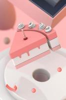 Piece of cake for happy birthday. 3d render photo