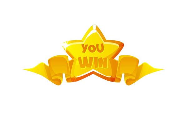 Golden star badge you win, Game award icon for 2D