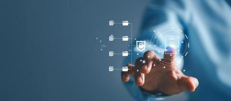 Online documentation database and process automation to efficiently manage files, IT staff working with Document Management System  Corporate business technology. Cognition on modern management. photo