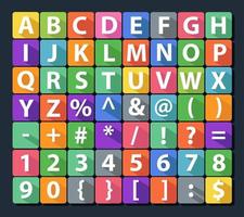 Alphabet and Number Flat Icons Set vector