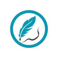 Feather quill design icon and logo illustration vector